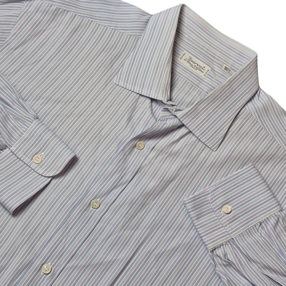 Charvet Men's L Button Up Shirt Striped Paris Luxury Designer Dress Shirt French